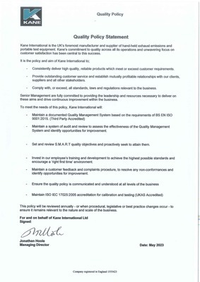Quality Policy Statement